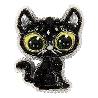 Crystal Art Beadwork Kit For Creating Broоch Black Cat