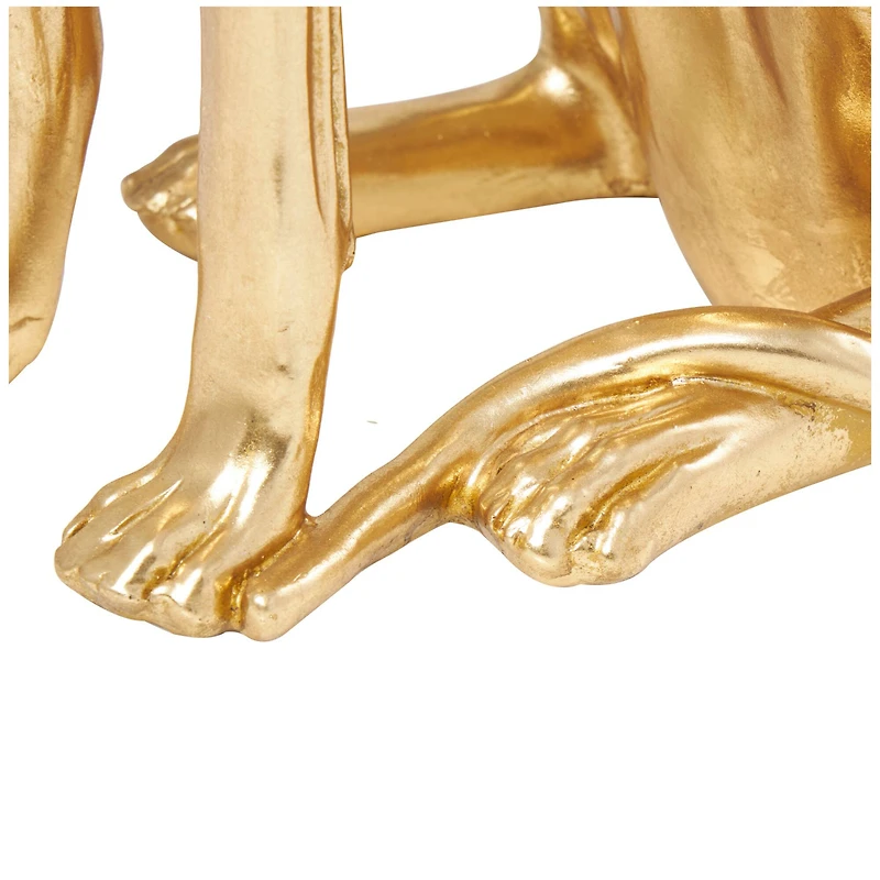 32" Gold Dog Sitting Greyhound Sculpture
