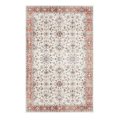 Glitzhome® Ivory & Red Oriental Area Rug