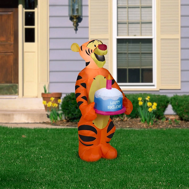 3.5ft. Airblown® Inflatable Tigger Holding Birthday Cake