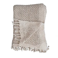 Hello Honey® Natural Cotton Knit Throw Blanket with Tassels