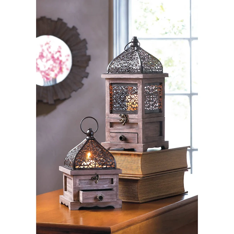 8'' Flip-Top Wooden Lantern