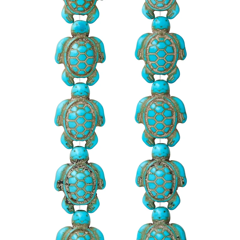 Turquoise Dyed Reconstituted Stone Turtle Beads, 18mm by Bead Landing™