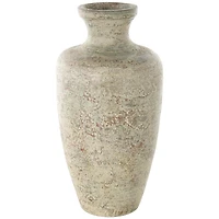 Brown Ceramic Vase with Green Accents