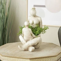17.5" Cream Mother & Child Sitting Planter