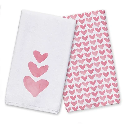 Watercolor Heart Tea Towel Set