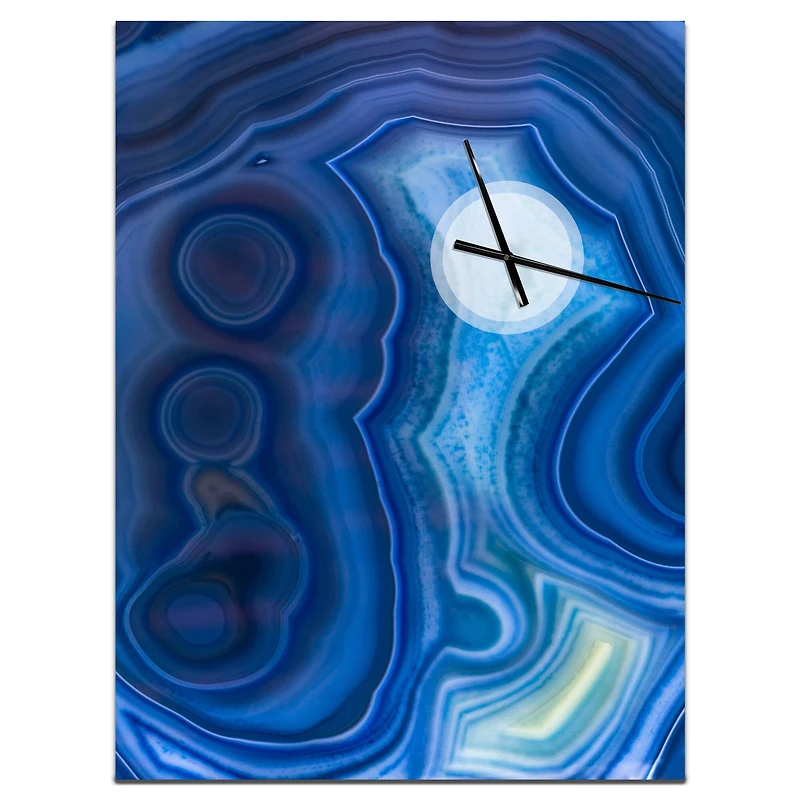Designart 'Blue Agate Stone Design Modern Rectangular Wall Clock