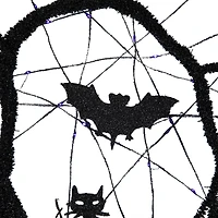 13" Black & Purple LED Halloween Twig Wreath with Bats