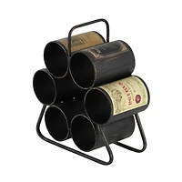 14" Black Metal Industrial Wine Holder Rack