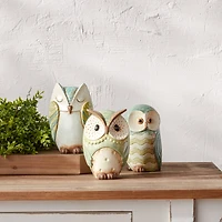 Terra Cotta Owl Figurine Set