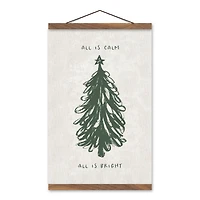 All is Calm All is Bright 12" x 18" Teak Hanging Canvas