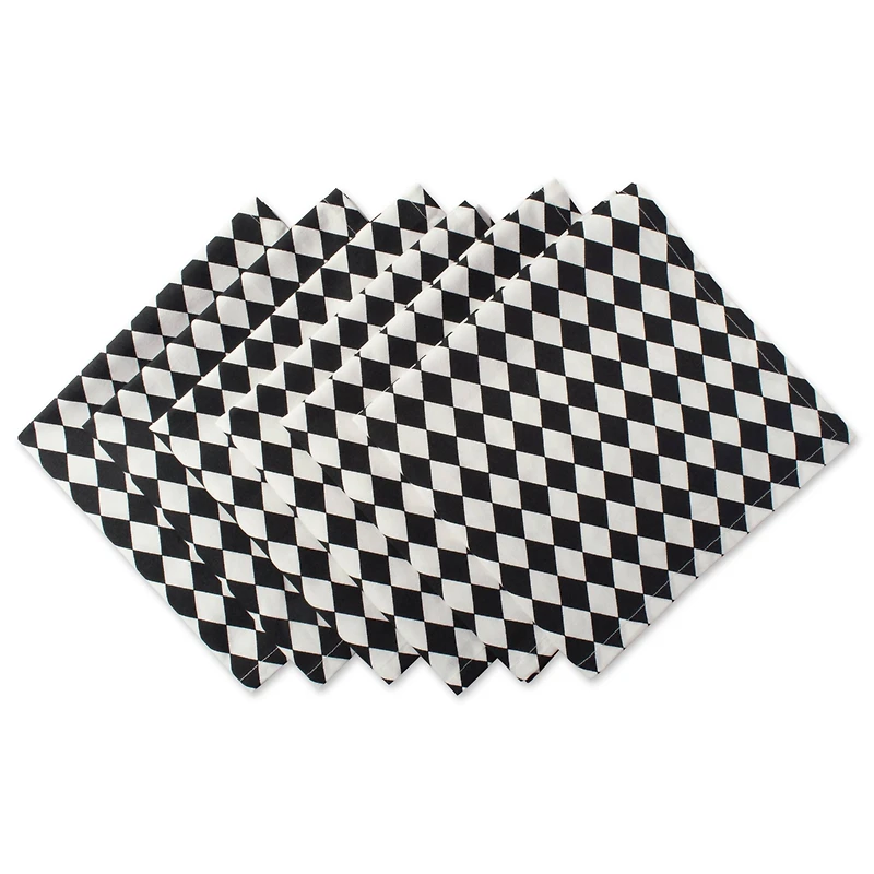 Black And Cream Harlequin Print Napkin, 6ct.
