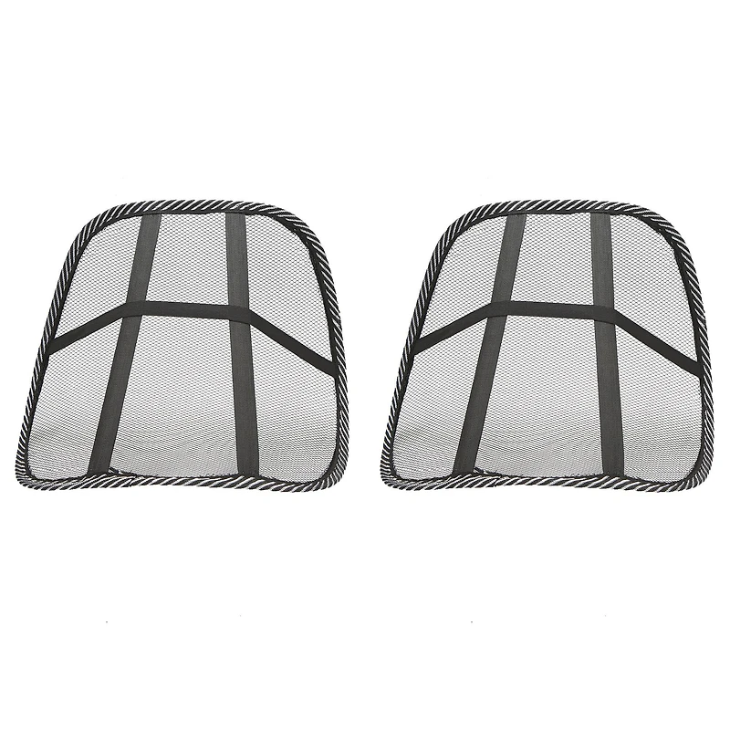 Mind Reader Black Mesh Lumbar Support Adjustable Cushion Set