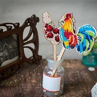 Wonderland Crafts Rooster on a Stick Bead Embroidery on Wood Kit
