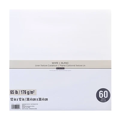 9 Packs: 60 ct. (540 total) White 12" x 12" Linen Texture Cardstock by Recollections™