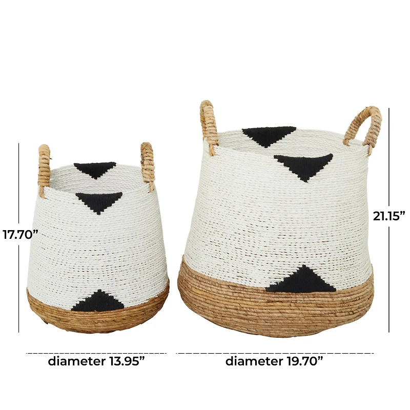 CosmoLiving by Cosmopolitan White Banana Leaf Bohemian Storage Basket Set