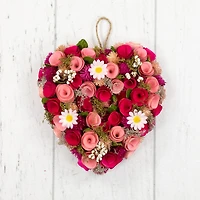 10.25" Mixed Floral & Berries Artificial Valentine's Day Heart Wreath