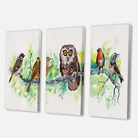 Designart - Owl On A Branch With Bird Friends
