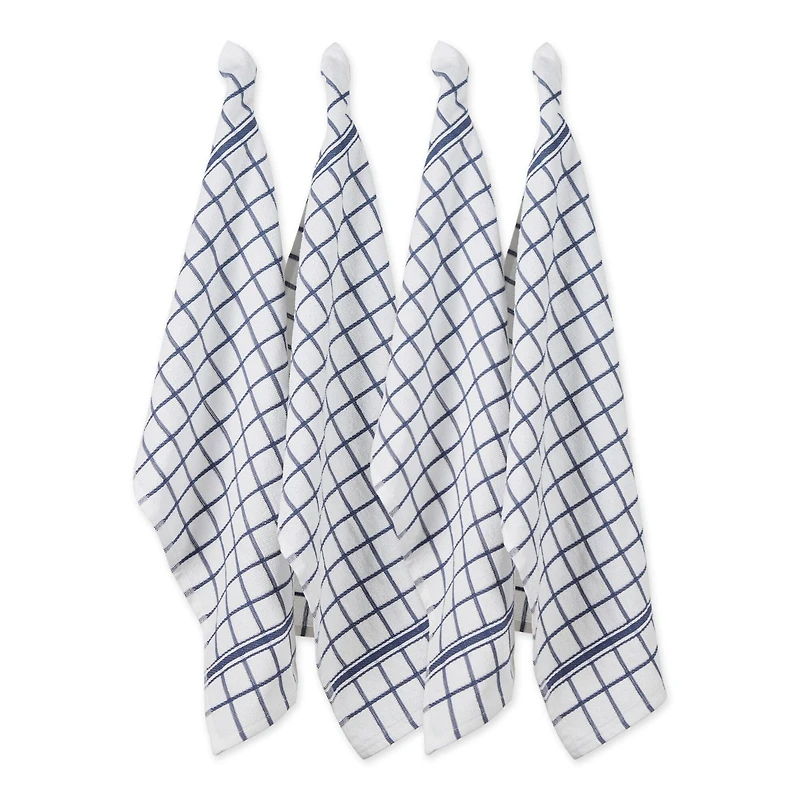 DII® French Blue Windowpane Terry Dishtowels, 4ct.