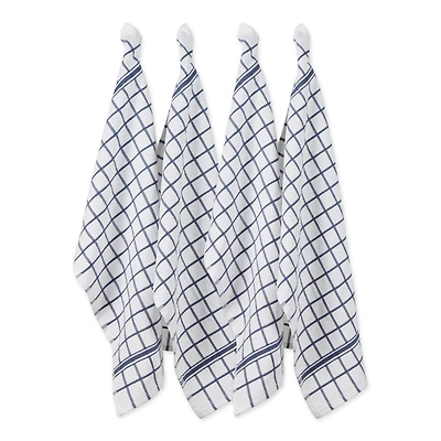 DII® French Blue Windowpane Terry Dishtowels, 4ct.