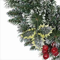24" Pre-Lit Snowy Silverton Pine Wreath