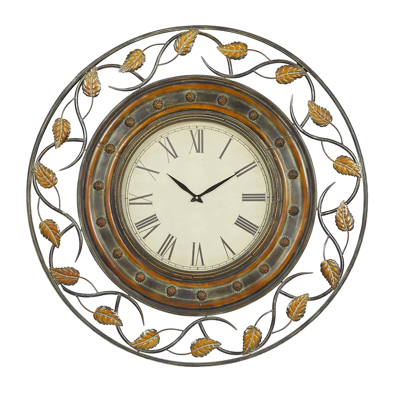 Brown Rustic Metal Wall Clock