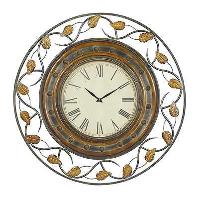 Brown Rustic Metal Wall Clock