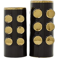 Black Ceramic Contemporary Vase, Set of 2