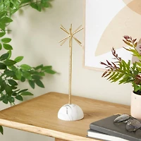 13" Gold Metal 12-Slot Jewelry Stand with White Base