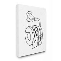 Stupell Industries Just Roll With It Toilet Bathroom Humor Word Pun Canvas Wall Art