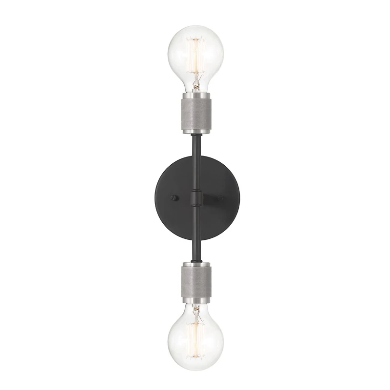 Hello Honey® 19" Maxim Black Modern Minimalist Metal Exposed 2-Bulb Wall Sconce