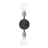 Hello Honey® 19" Maxim Black Modern Minimalist Metal Exposed 2-Bulb Wall Sconce