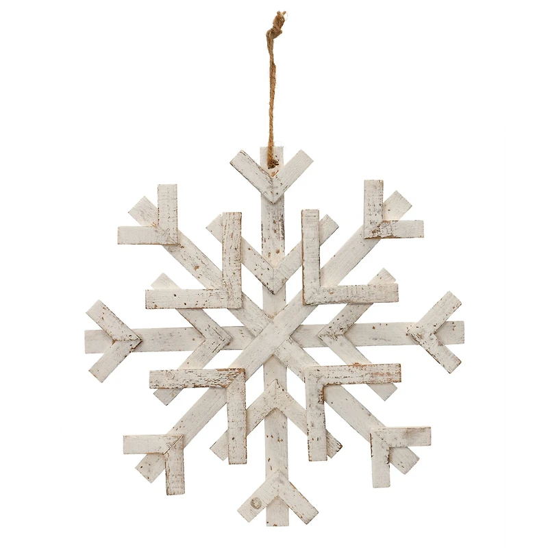 16" Distressed Fir Wood Snowflake