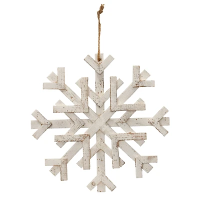 16" Distressed Fir Wood Snowflake