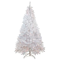 6ft. Pre-Lit Flocked White Pine Artificial Christmas Tree, Clear Lights