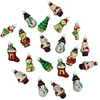 Set of 20 Holiday Figurines Glass Christmas Ornaments 1.75"