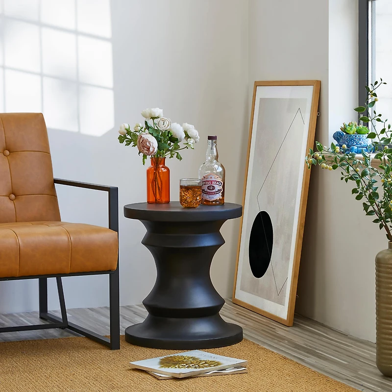 Glitzhome® 18" Black Chess Garden Stool