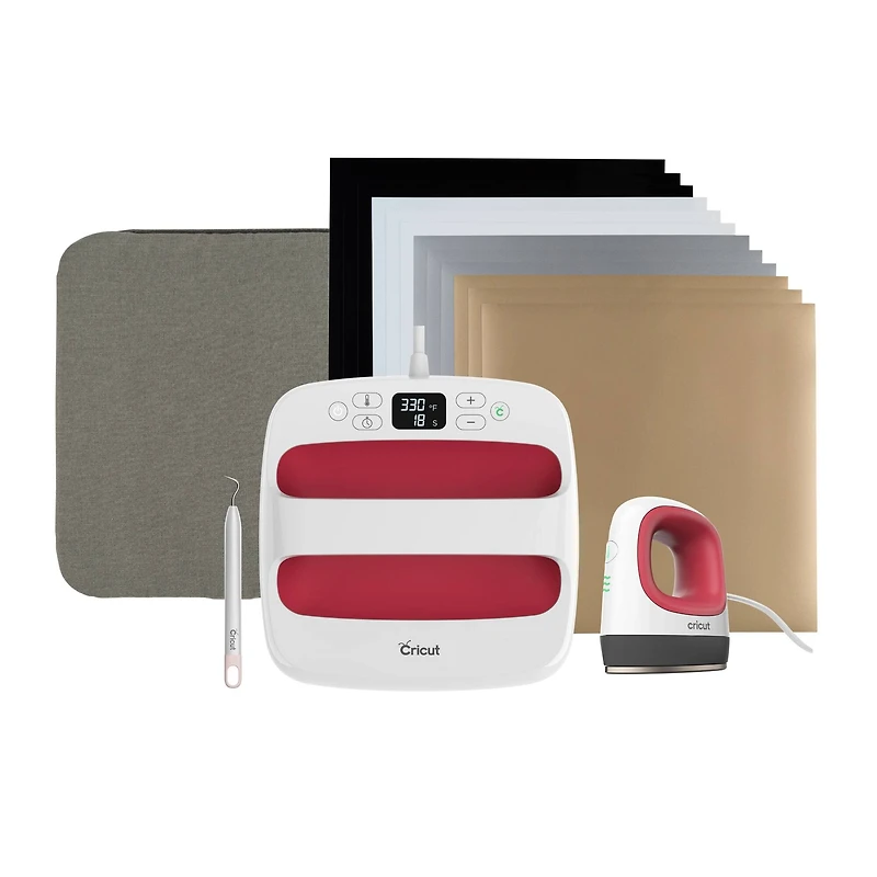 Cricut® Raspberry Mini™/EasyPress® 2 9" x 9" Heat Press & Accessories Bundle