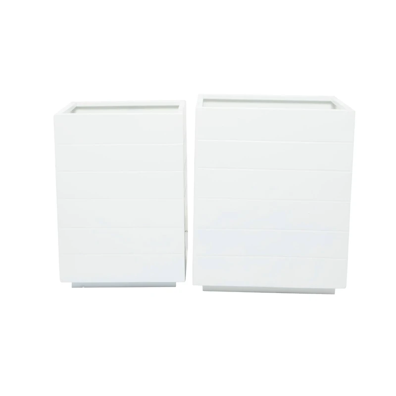 White Modern Planter, Set of 2" 17", 14"