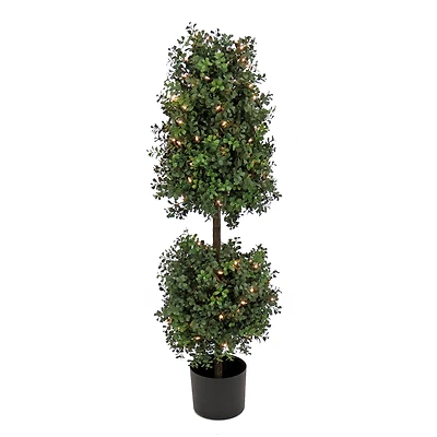 4ft. Pre-Lit Boxwood Cone & Ball Topiary In Nursery Pot