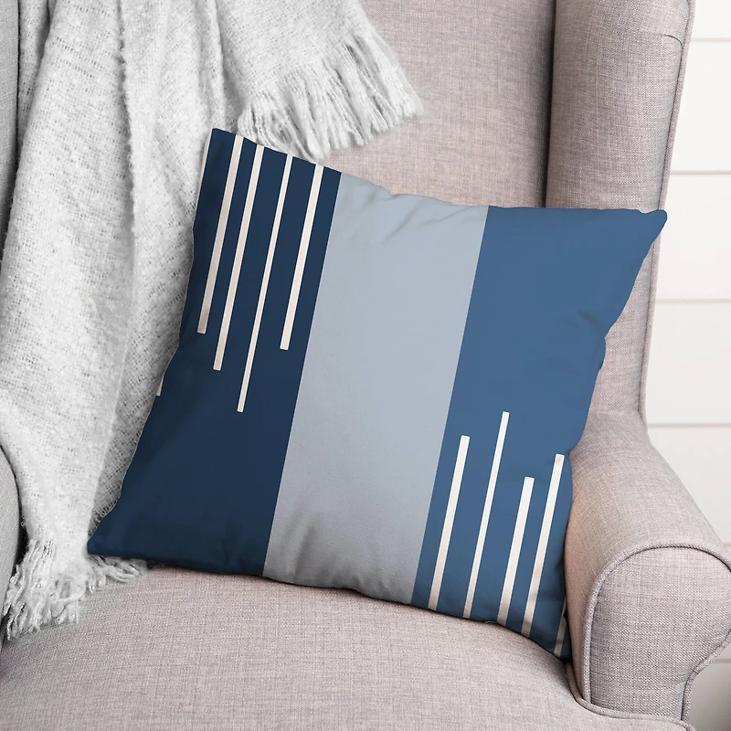 Blue Blocks & Stripes Throw Pillow