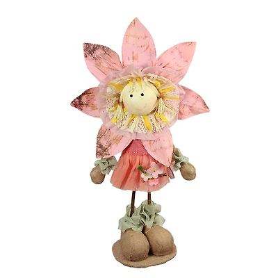 21.5" Pink Spring Sunflower Girl Decorative Figure