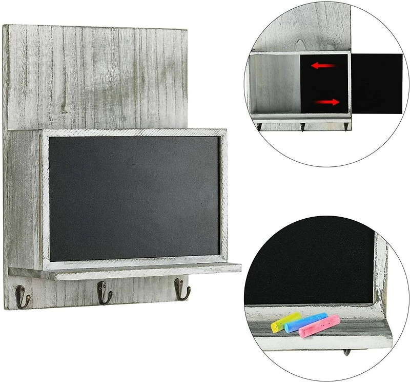 NEX™ 16" Olive Green Wall-Mounted Key & Mail Holder with Chalkboard