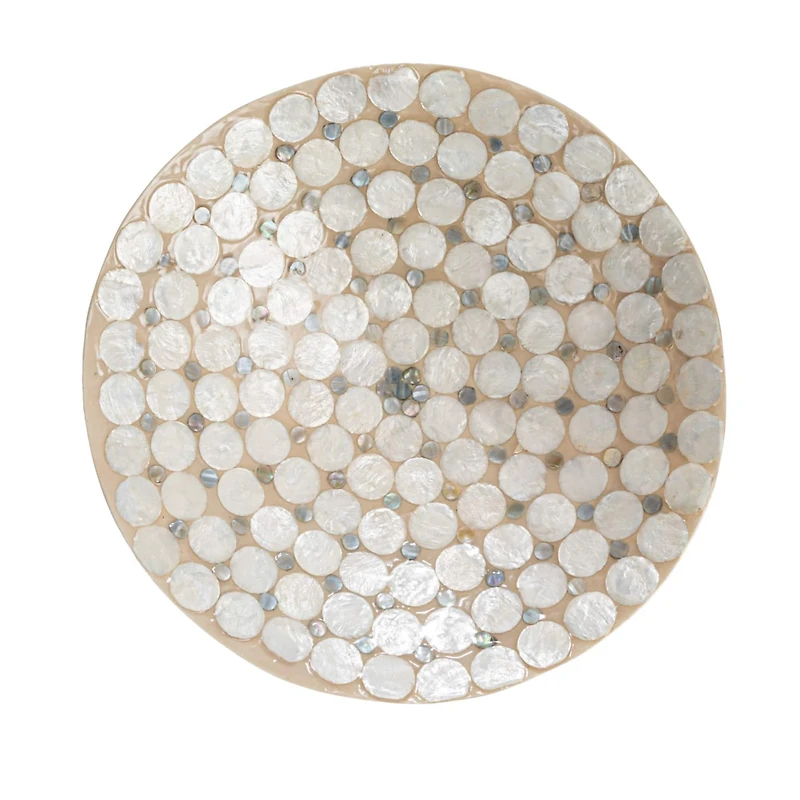 Hello Honey® 14.5" White & Natural Round Decorative Capiz Bowl