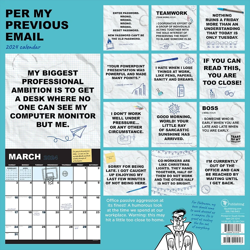 TF Publishing Per My Previous Email Wall Calendar