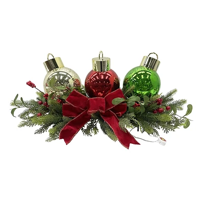 28" Gold, Red & Green Ornament LED-Lit Centerpiece by Ashland®