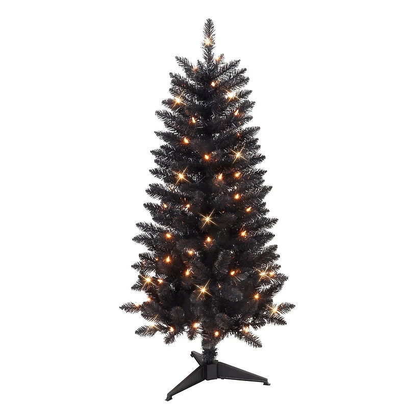 4ft. Pre-Lit Black Carson Pine Artificial Christmas Tree, Clear Lights