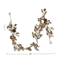 Hello Honey® 5.5ft. Gold Faux Holly Garland with Pinecones & Ornaments