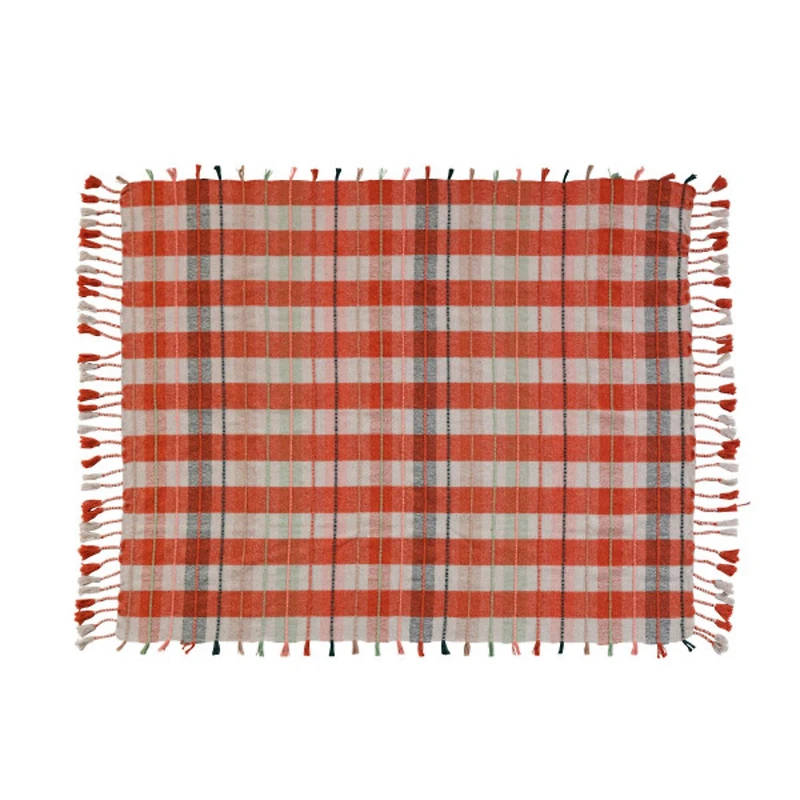 Hello Honey® Warm Tone Plaid Cotton Blend Throw Blanket