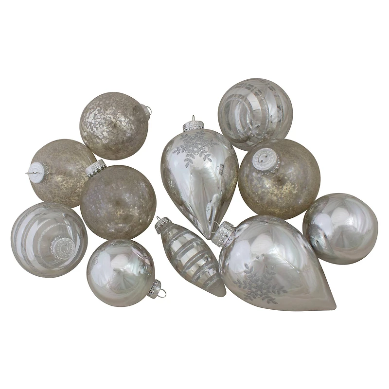 36ct. Silver Contemporary Ornaments